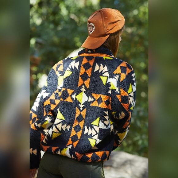 FP Movement - Free People Hit The Slopes Printed Fleece Jacket - Night Sky - S - Picture 3 of 10